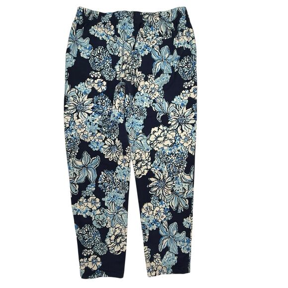 New Lilly Pulitzer Emora Knit Pants in Low Tide Navy Bouquet Large Blue NWOT - Picture 5 of 14